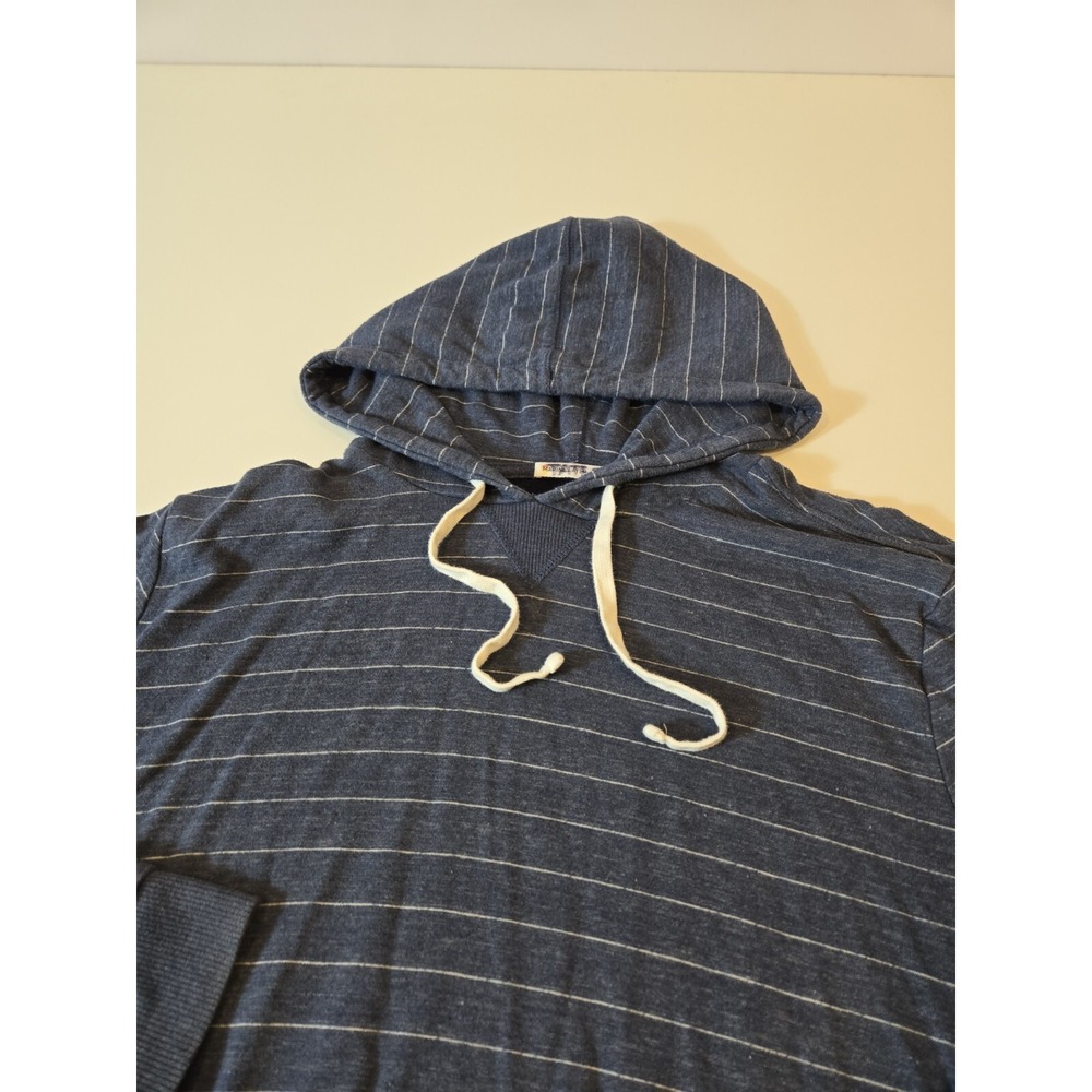 Marine Layer Navy Blue Striped Hooded Long Sleeve Shirt - Picture 3 of 16